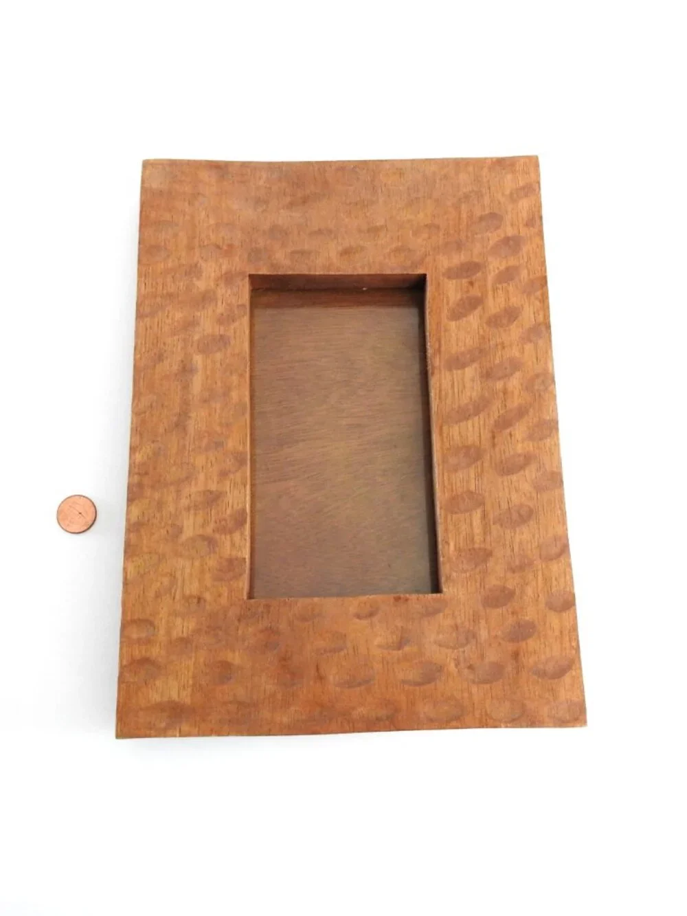 Handcrafted Indonesian Wooden Picture Frame Hammered Texture 5x7 Wall Mount